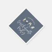 青いガーリーサモダンンパンスクリプトバチェロレッテ スタンダードカクテルナプキン (角)