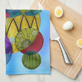 青いキッチンタオルの円 キッチンタオル (四つ折り)