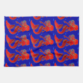 青いキッチンタオルの赤い人魚 キッチンタオル (横)