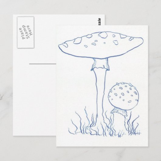 青いキノコ ポストカード (正面/裏面)
