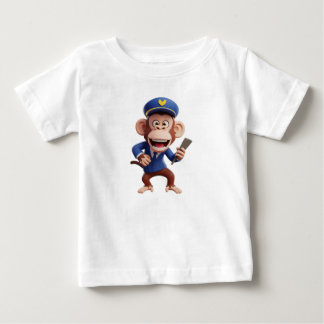 青いキャプテン制服のサルパイロットキャラクター ベビーTシャツ