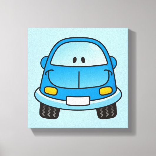 青いキャラクターカー キャンバスプリント (正面)