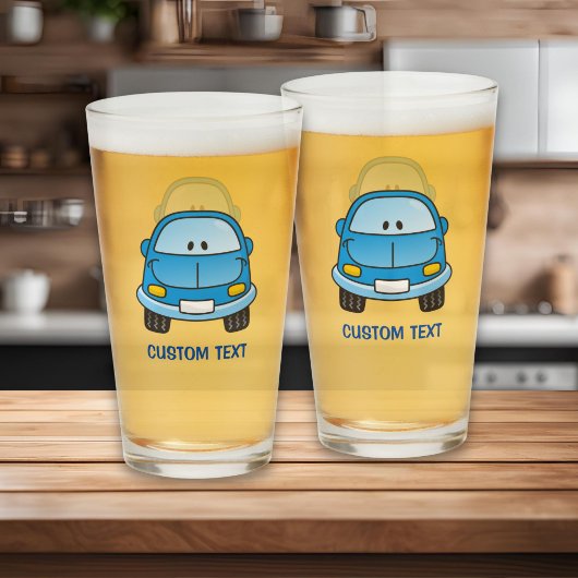 青いキャラクターカー タンブラーグラス
