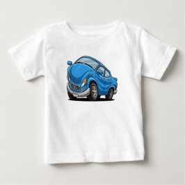 青いキャラクターカー ベビーTシャツ