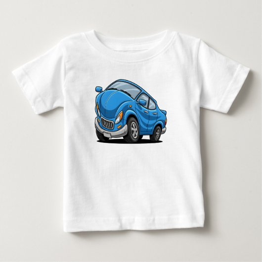 青いキャラクターカー ベビーTシャツ (正面)