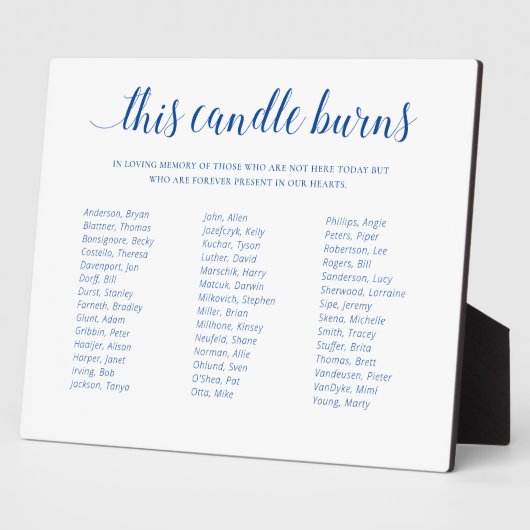 青いキャンドルが燃える クラス再会 追悼 フォトプラーク (側面)