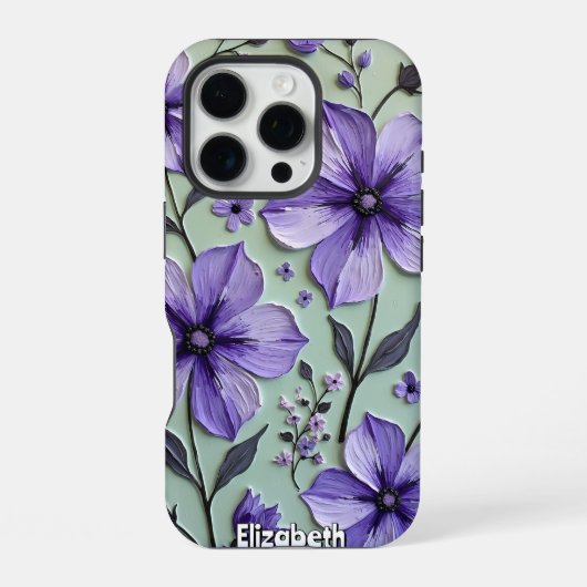 青いキャンバス上のコスモスの花 iPhoneケース (裏面)