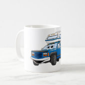 青いキャンピングカーの漫画 コーヒーマグカップ (正面左)