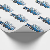 青いキャンピングカーの漫画 ラッピングペーパー (角)