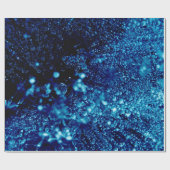 青いキラキラの抽象芸術凍ってい泡 ラッピングペーパー (フラット)