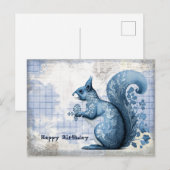 青いキリスの誕生日コラージュ ポストカード (正面/裏面)