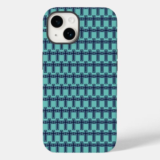 青いキリスト教の十字架のバリエーション Case-Mate iPhoneケース (裏面)
