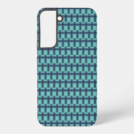 青いキリスト教の十字架のバリエーション SAMSUNG GALAXYケース (裏面)