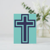 青いキリスト教の十字架の様々なバリエーション ポストカード (スタンド正面)