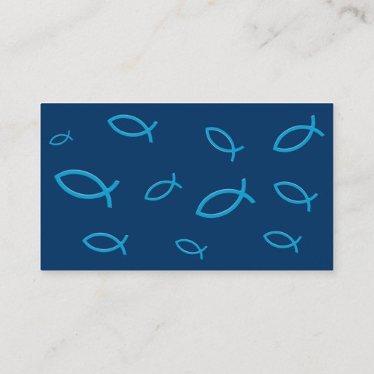 青いキリスト教の魚 名刺 (裏面)