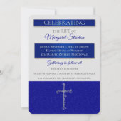 青いキリスト教十字架 セレブレーション・オブ・ライフ 写真 招待状 (裏面)