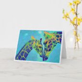 青いキリン カード (黄色い花)