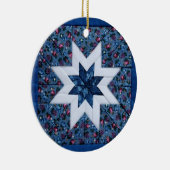 青いキルトの星の円形のオーナメント セラミックオーナメント (右)
