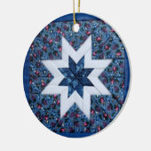 青いキルトの星の円形のオーナメント セラミックオーナメント (左)