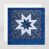 青いキルトの星の招待 招待状 (正面/裏面)