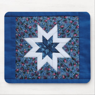 青いキルトの星のmousepad マウスパッド