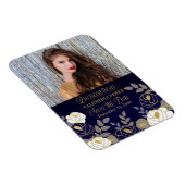 青いキンセアニェラと金ゴールド保存日付 マグネット (右側)