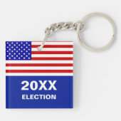 青いキーチェーンの米国国旗と選挙 キーホルダー (裏面)