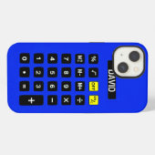 青いキーパッド付きの計算機    iPhoneケース (裏面横)