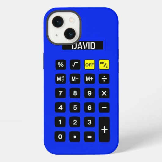 青いキーパッド付きの計算機    iPhoneケース (裏面)