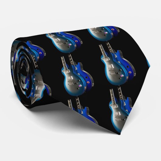 青いギターのタイを滑らかにして下さい ネクタイ (ロール)
