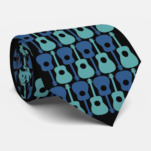 青いギターのタイ ネクタイ (ロール)