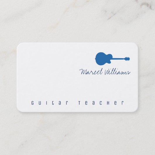 青いギターを持つ音楽のホワイト名刺 名刺 (正面)