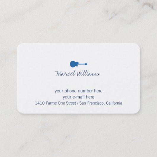 青いギターを持つ音楽のホワイト名刺 名刺 (裏面)