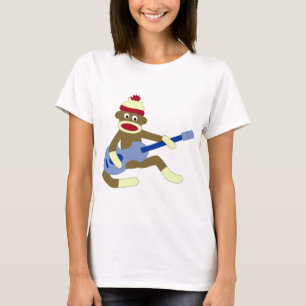 青いギターを演奏しているソックス猿 Tシャツ