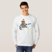 青いギターを演奏しているソックス猿 Tシャツ (正面フル)