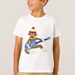青いギターを演奏しているソックス猿 Tシャツ