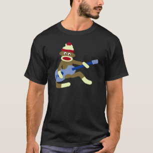 青いギターを演奏しているソックス猿 Tシャツ