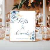 青いギフトとカードのサインをする前に何か青 ポスター