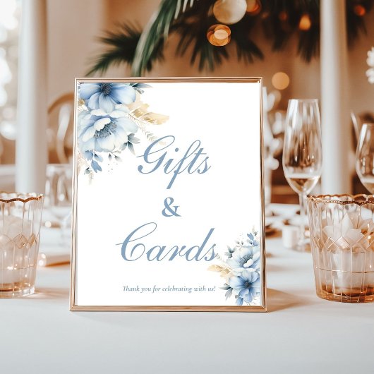 青いギフトとカードのサインをする前に何か青 ポスター