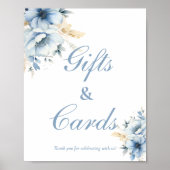 青いギフトとカードのサインをする前に何か青 ポスター (正面)