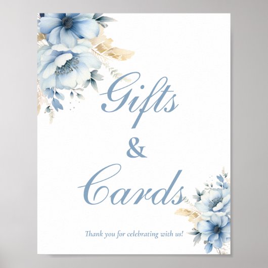 青いギフトとカードのサインをする前に何か青 ポスター (正面)