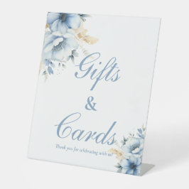 青いギフトとカードのサインをする前に何か青 台座サイン