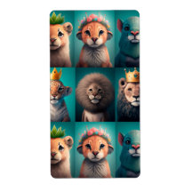 青いギフトラベルを着た可愛い野生動物