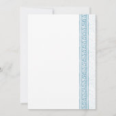 青いギリシャの石の要素を使ったトガパーティー 招待状 (裏面)