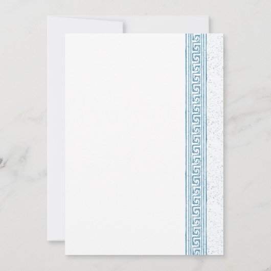 青いギリシャの石の要素を使ったトガパーティー 招待状 (裏面)