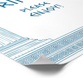 青いギリシャの神殿とドリンクのコーナーパーティーの標識 ポスター (角)