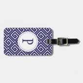 青いギリシャ人のらせん状の荷物のラベル ラゲッジタグ (正面横)