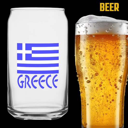 青いギリシャ国旗のギリシャ ガラス缶