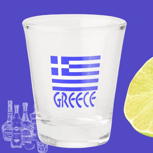 青いギリシャ国旗のギリシャ ショットグラス