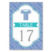 青いギリシャ語の鍵と列のテーブ結婚ル番号 テーブルナンバー (正面)